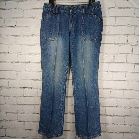 WOMENS VINTAGE CAROLINA BLUES 14 PATCH POCKET WIDE LEG JEANS, SIZE 10 - Picture 1 of 6